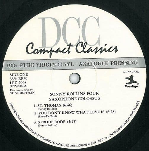 SONNY ROLLINS Saxophone Colossus Vinyl Record LP US DCC Compact
